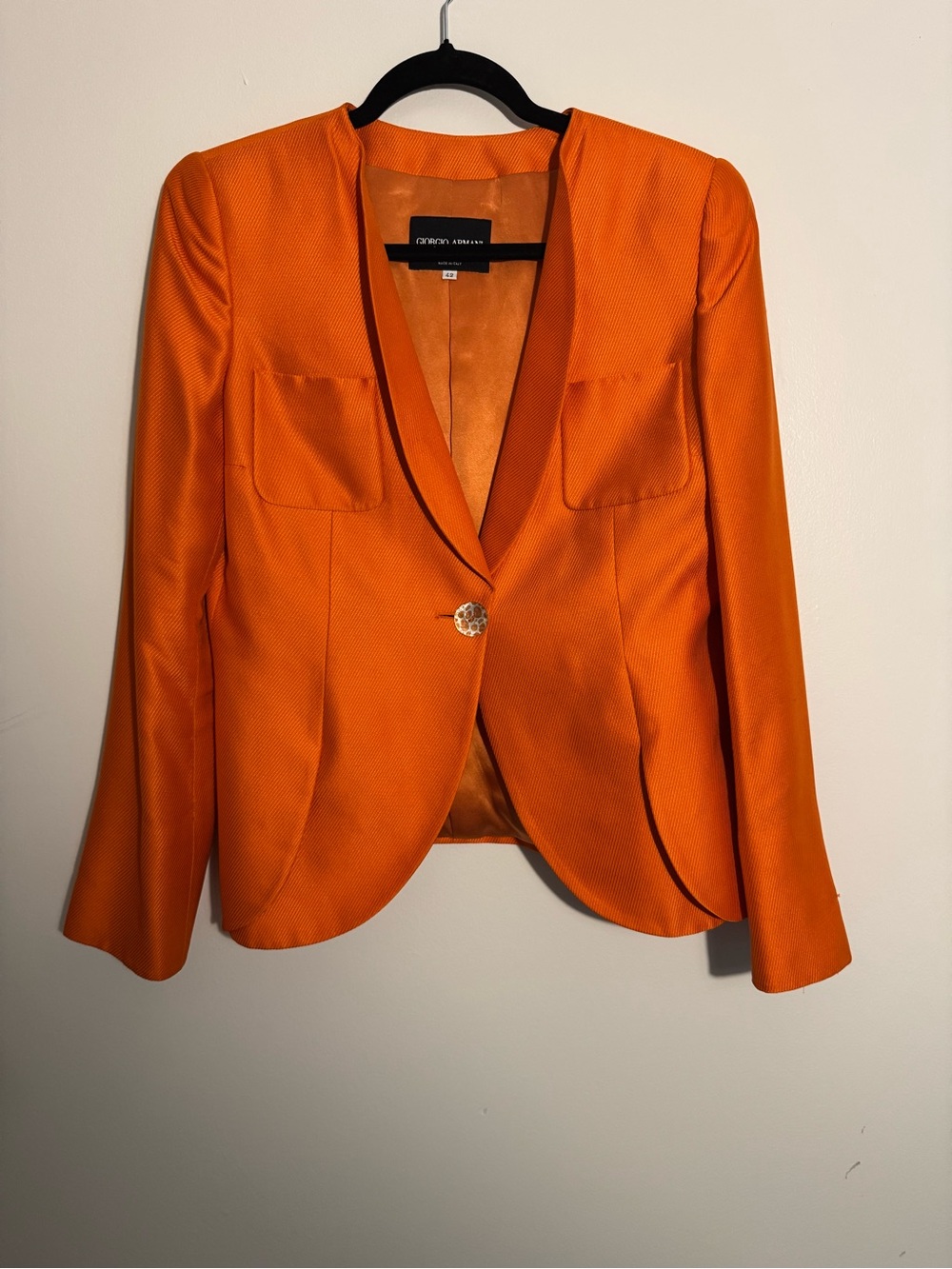 Giorgio Armani Bright Orange Single-Button Women's Blazer Size 42